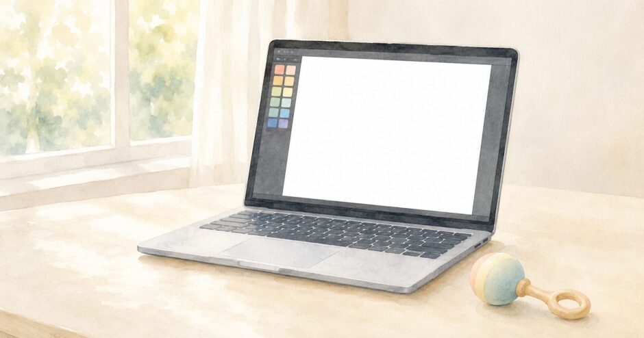 子育ての合間の作成時間イメージイラスト