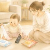 知育玩具は買わなきゃダメ？日用品で遊ぶ生後9ヶ月の娘を見て考えた、道具より大切なもの