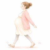 背筋を伸ばして気持ちよさそうに歩く妊婦さんのイラスト